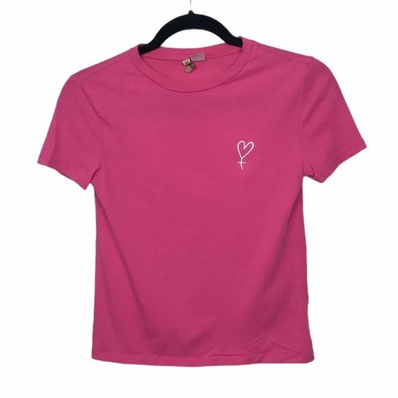 H&M Divided Pink Short Sleeve Tee with Heart - Picture 1 of 7